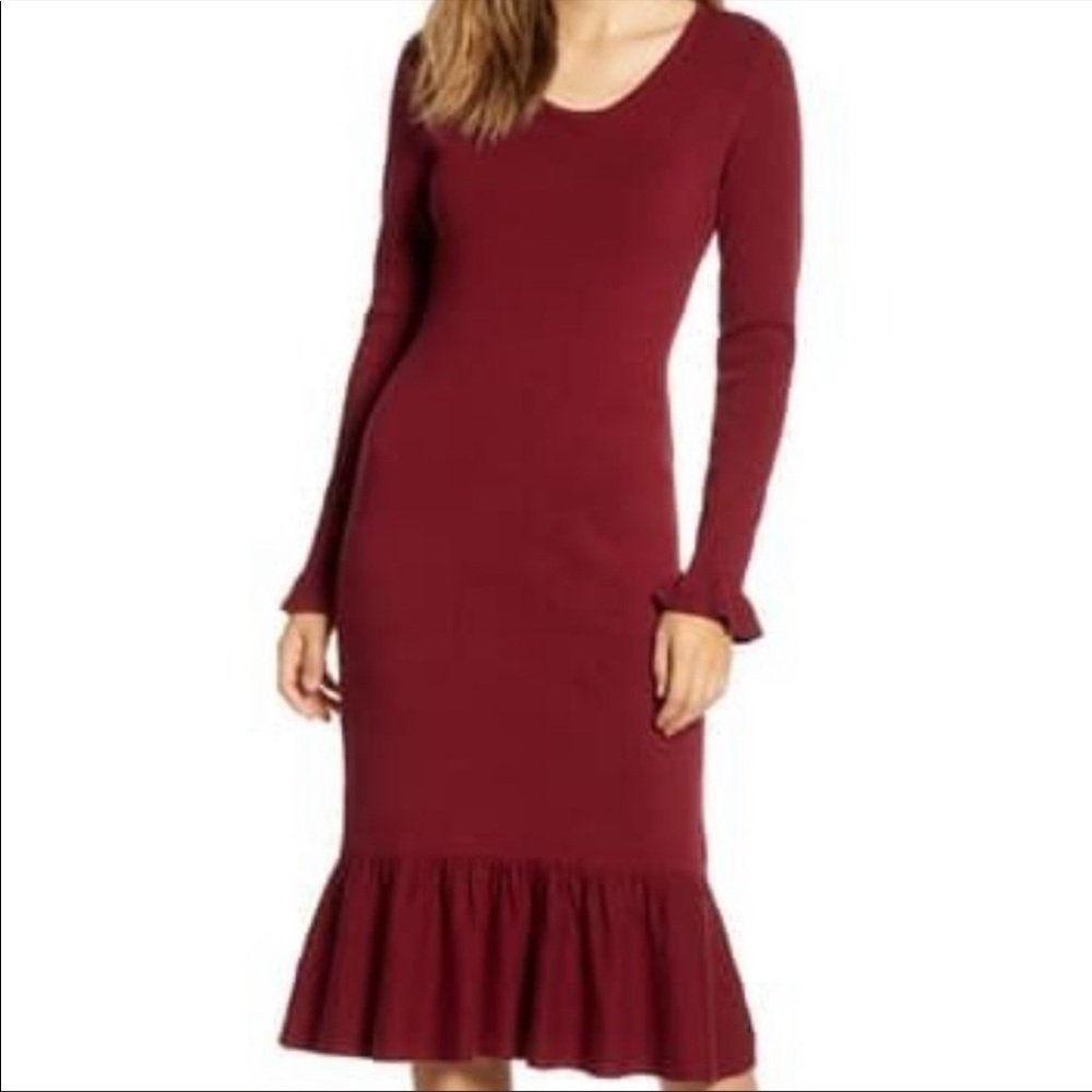 RACHEL PARCELL Ruffle Trim Knit Sweater Dress - Picture 4 of 5